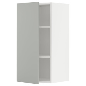 METOD Wall cabinet with shelves, white/Havstorp light grey, 40x80 cm