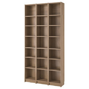 BILLY Bookcase comb w extension units, oak effect, 120x28x237 cm