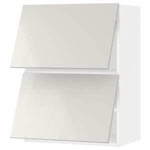 METOD Wall cab horizo 2 doors w push-open, white/Ringhult light grey, 60x80 cm