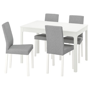 EKEDALEN / KÄTTIL Table and 4 chairs, white/Knisa light grey, 120/180 cm