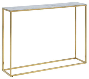 Console Table Alisma, white marble, gold