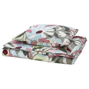 KORSKOVALL Duvet cover and pillowcase, multicolour/floral pattern, 150x200/50x60 cm