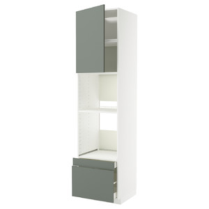 METOD / MAXIMERA Hi cab f ov/combi ov w dr/2 drwrs, white/Nickebo matt grey-green, 60x60x240 cm