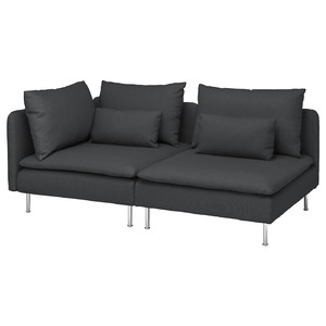 SÖDERHAMN 3-seat sofa, with open end/Fridtuna dark grey