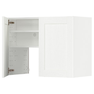 METOD Wall cb f extr hood w shlf/door, white Enköping/white wood effect, 80x60 cm