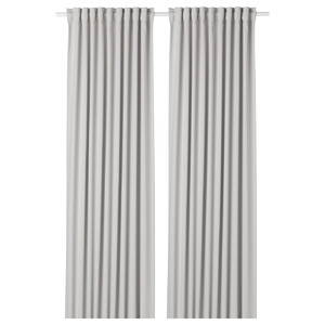 MAJGULL Block-out curtains, 1 pair, light grey, 145x300 cm