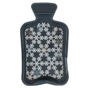 Instant Hot Water Bottle Snowflakes, black