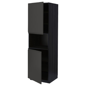 METOD High cab f micro w 2 doors/shelves, black/Upplöv matt anthracite, 60x60x200 cm