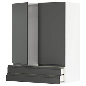 METOD / MAXIMERA Wall cabinet w 2 doors/2 drawers, white/Voxtorp dark grey, 80x100 cm