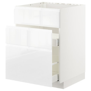 METOD/MAXIMERA Base cab f sink+3 fronts/2 drawers ,white, 60x60 cm
