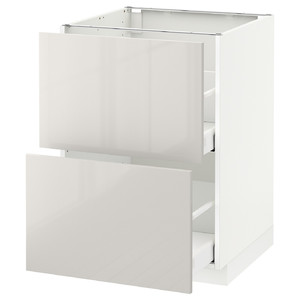 METOD/MAXIMERA Base cb 2 fronts/2 high drawers, white, Ringhult light grey, 60x60 cm