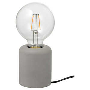 RÅSEGEL / LUNNOM Table lamp with light bulb, globe clear