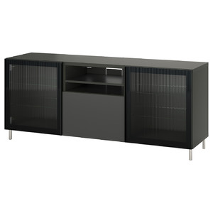 BESTÅ TV bench with drawers, dark grey Lappviken/Fällsvik anthracite, 180x42x74 cm
