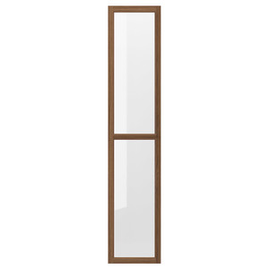 OXBERG Glass door, brown walnut effect, 40x192 cm
