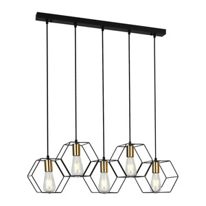 Italux Pendant Lamp Aina 5x E27, brass/black