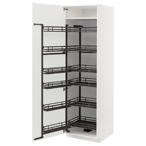 METOD High cabinet with pull-out larder, white/Ringhult light grey, 60x60x200 cm