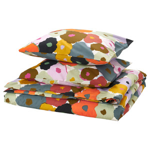 MURREVA Duvet cover and 2 pillowcases, multicolour/floral pattern, 200x200/50x60 cm