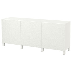 BESTÅ Storage combination with doors, white, Laxviken white, 180x40x74 cm