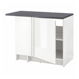 KNOXHULT Corner base cabinet, high-gloss white, 100x91 cm