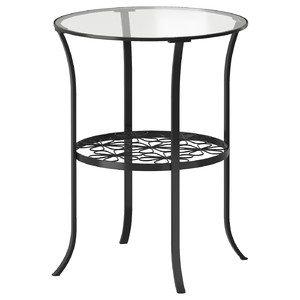 KLINGSBO Side table, black, clear glass, 49x60 cm