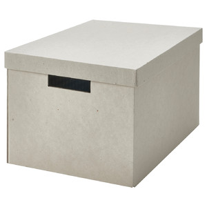 RÅGODLING Storage box with lid, natural colour/beige, 25x35x20 cm