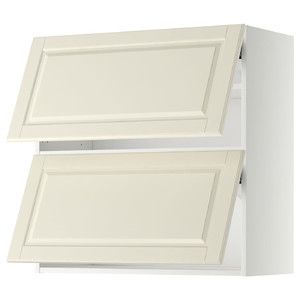 METOD Wall cab horizo 2 doors w push-open, white/Bodbyn off-white, 80x80 cm