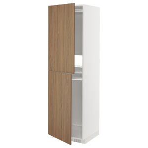 METOD High cabinet for fridge/freezer, white/Tistorp brown walnut effect, 60x60x200 cm