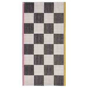 KLASSRUM Rug, flatwoven, white/black, 60x120 cm