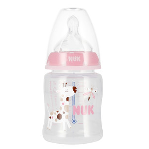 NUK First Choice Plus Baby Bottle with Temperature Control 150ml 0-6m, pink