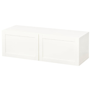 BESTÅ Wall-mounted cabinet combination, white/Hanviken white, 120x42x38 cm