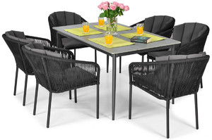Outdoor Dining Set for 6 Persons VICTORIA, black/grey