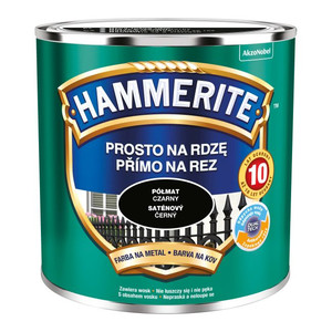 Hammerite Direct To Rust Metal Paint 0.25l, semi-matt black