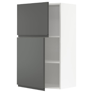 METOD Wall cabinet with shelves/2 doors, white/Voxtorp dark grey, 60x100 cm