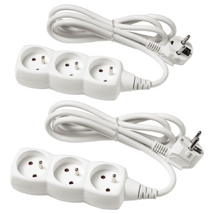 KOPPLA 3 outlet power strip, 2 pack