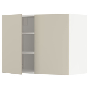 METOD Wall cabinet with shelves/2 doors, white/Havstorp beige, 80x60 cm