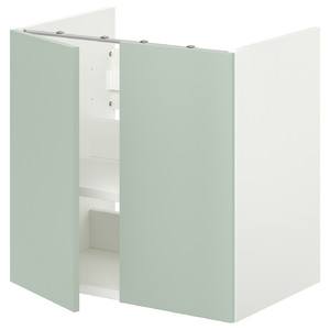ENHET Bs cb f wb w shlf/doors, white/pale grey-green, 60x42x60 cm