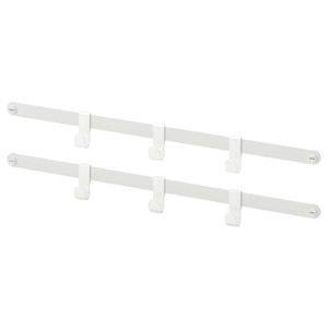 HJÄLPA 2 suspension rails + 6 hooks, white, 55 cm