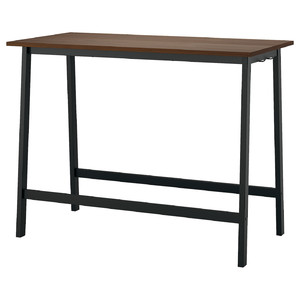 MITTZON Conference table, walnut veneer/black, 140x68x105 cm