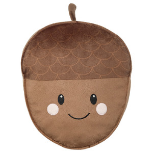 SKOGSDUVA Cushion with pocket, acorn shaped/brown, 32x37 cm