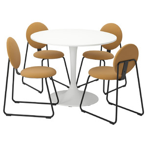 DOCKSTA / MÅNHULT Table and 4 chairs, white white/Hakebo yellow-brown, 103 cm