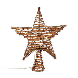 Christmas LED Decoration Star Topper, rattan, battery-operated