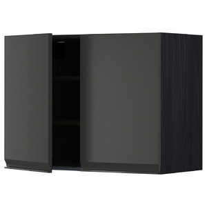 METOD Wall cabinet with shelves/2 doors, black/Upplöv matt anthracite, 80x60 cm
