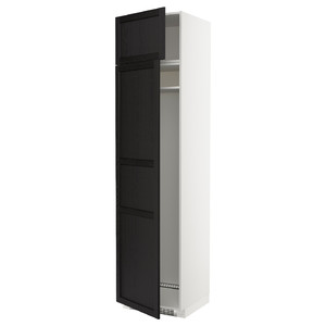 METOD Hi cab f fridge or freezer w 2 drs, white/Lerhyttan black stained, 60x60x240 cm