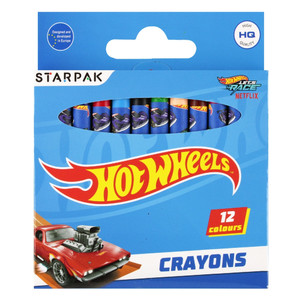 Starpak Wax Crayons 12 Colours Hot Wheels