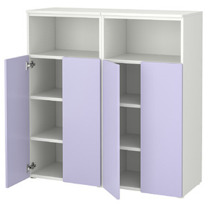 SMÅSTAD / PLATSA Storage combination, white/lilac with 6 shelves, 120x42x123 cm