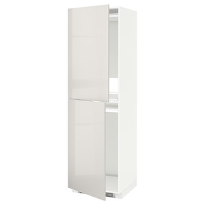 METOD High cabinet for fridge/freezer, white, Ringhult light grey, 60x60x200 cm