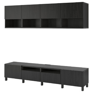 BESTÅ TV storage combination, black-brown/Lappviken/Stubbarp black-brown, 240x42x230 cm