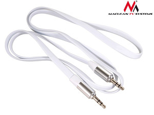 Cable 3.5mm jack, flat 1m, metal plug, white Maclean MCTV-694 W