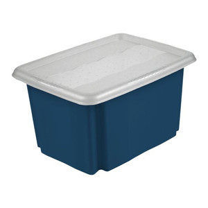 GoodHome Storage Box with Lid Burnham 15 l, blue