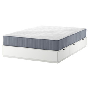 NORDLI Bed frame with storage and mattress, white/Vågstranda firm, 160x200 cm
